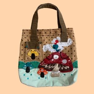 Crowded Teeth Brown and Tan Mushroom Tote Bag 🍄